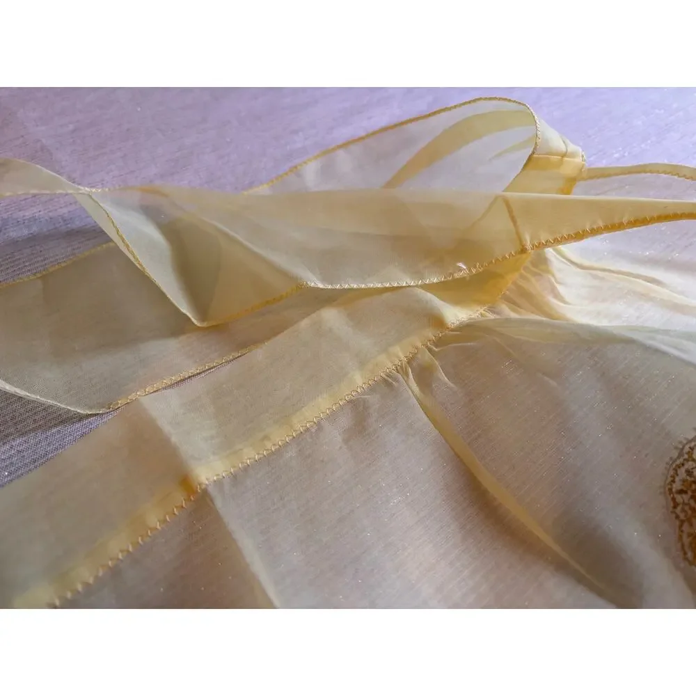 Vintage  1950s Yellow Hostess Half Apron Sheer Mid Century Housewife Bow Ribbon!